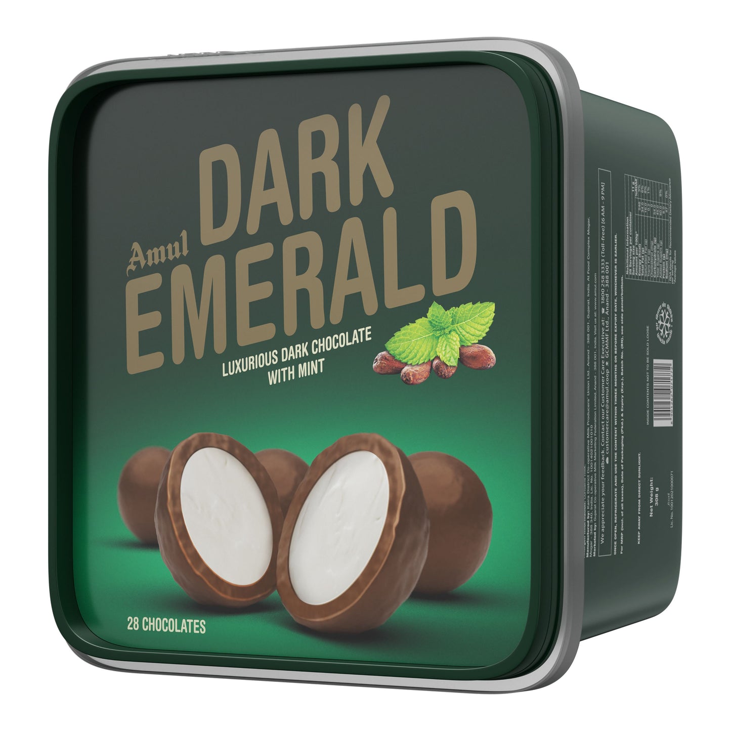 AMUL CHOCOLATE TUB - EMERALD DARK CHOCOLATE WITH MINT 12/308 GM