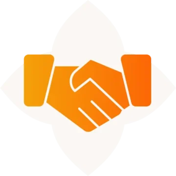 Stylized handshake symbolizing partnership, agreement, and collaboration in warm colors.