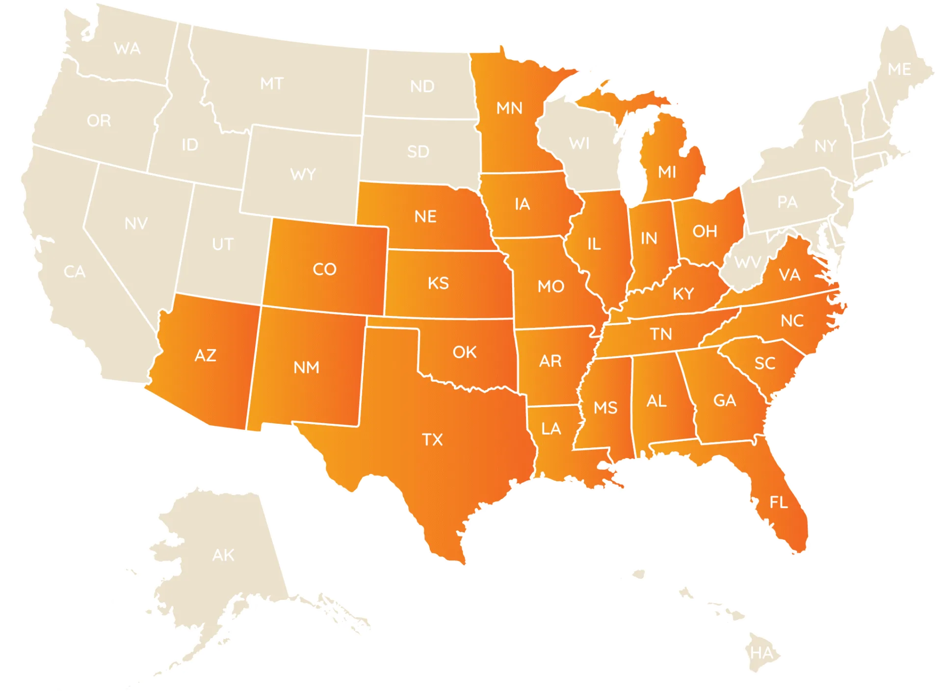 State Distribution Us Distribution Map - OM Produce