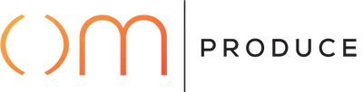 Modern orange and black logo for CM Produce, showcasing creativity and professionalism.